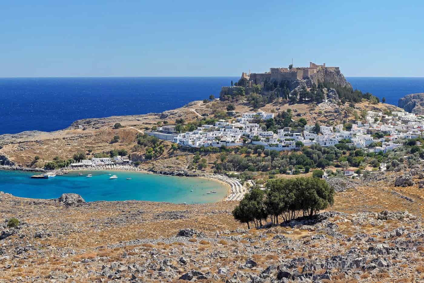 Lindos acropolis tickets open the citadel on the rock above Lindos village and St Paul's Bay on Rhodes