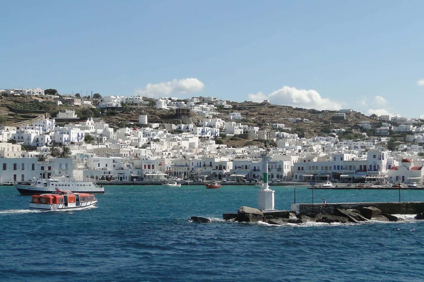 Mykonos port transfers start at the Old Port below Mykonos Town