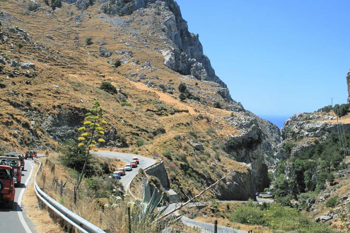 The road through the Kotsifou gorge on the way to Plakias, the route of Plakias transfers