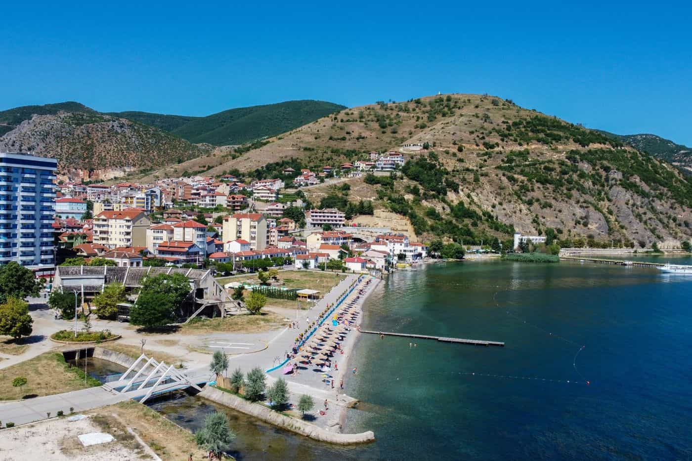 Pogradec tours start on the shore of Lake Ohrid, below the hills of Pogradec