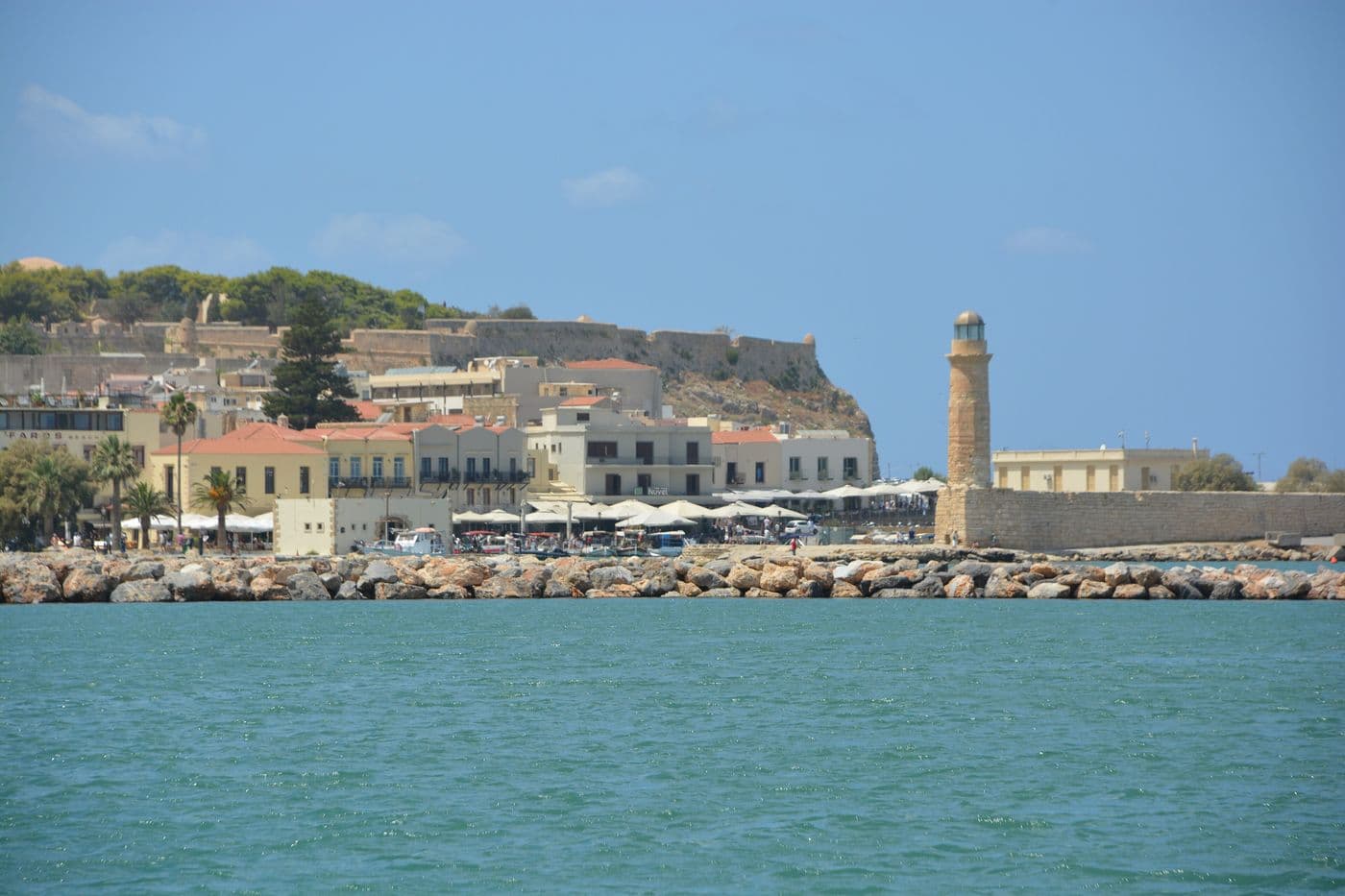 The port of Rethymno below the Fortezza, where Rethymno port transfers meet boat passengers