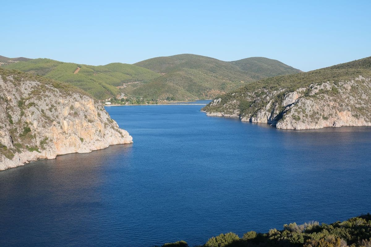 Sithonia tours over the enclosed natural harbour of Porto Koufo