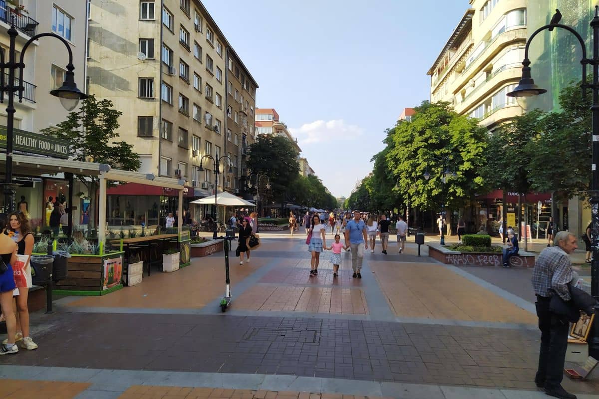 Sofia tours walk along Vitosha Boulevard, the pedestrian street of central Sofia