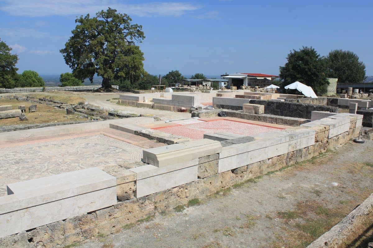 Vergina tours walk through the restored palace of Aigai above the village